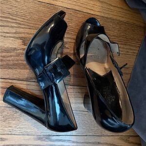 MICHAEL Michael Kors Black Patent Peep Toe Heels